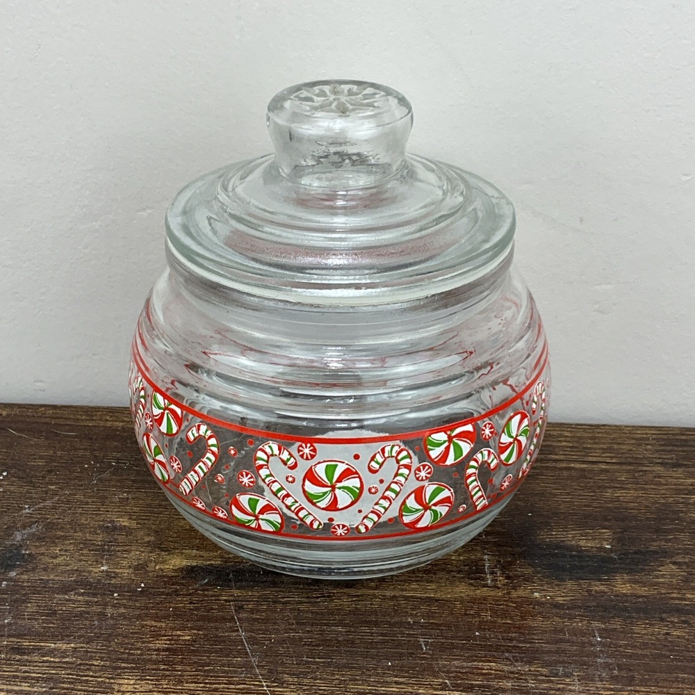 KIG Candy Cane Theme Apothecary Jar 1980's